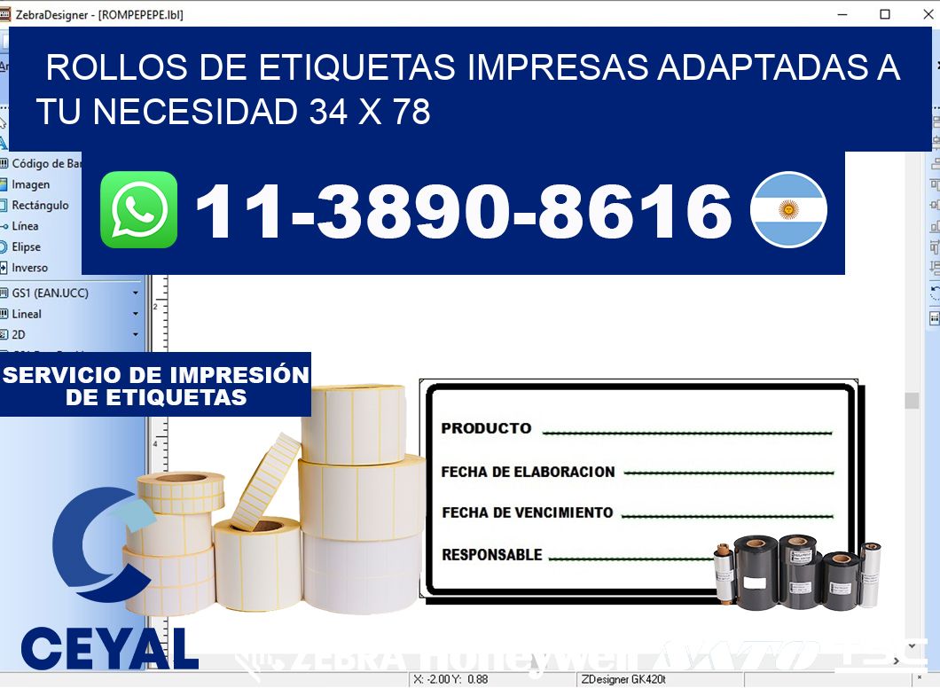 rollos de etiquetas impresas adaptadas a tu necesidad 34 x 78