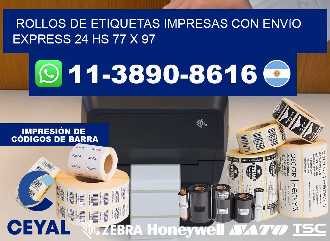 rollos de etiquetas impresas con envío express 24 hs 77 x 97