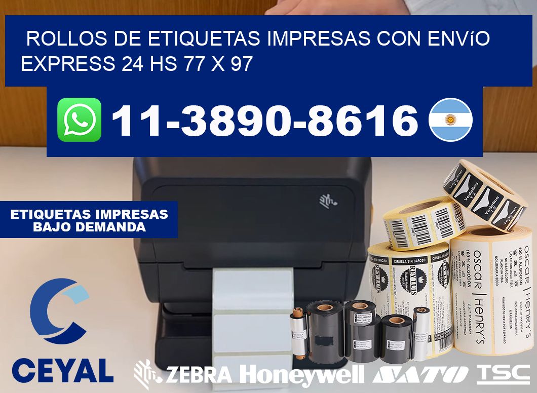 rollos de etiquetas impresas con envío express 24 hs 77 x 97