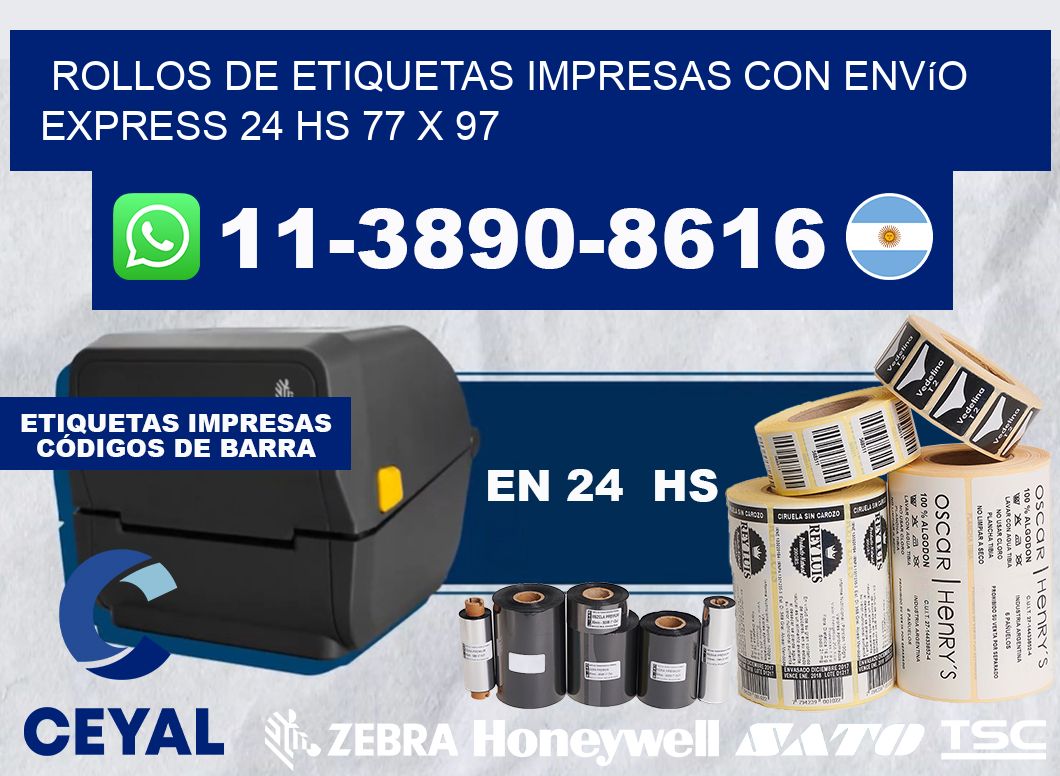 rollos de etiquetas impresas con envío express 24 hs 77 x 97