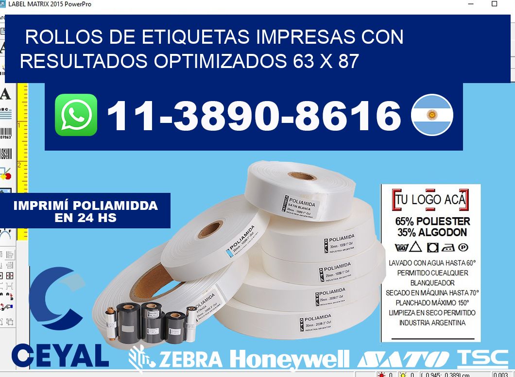 rollos de etiquetas impresas con resultados optimizados 63 x 87