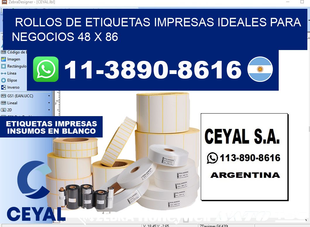 rollos de etiquetas impresas ideales para negocios 48 x 86