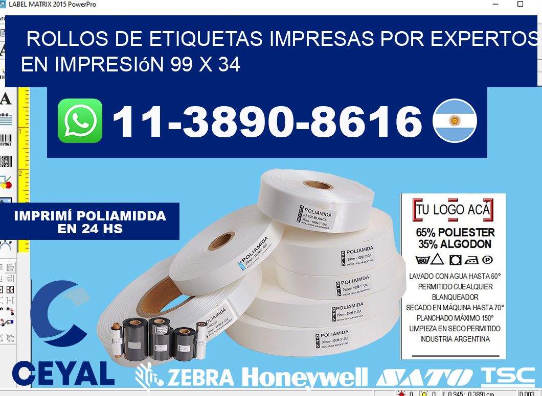 rollos de etiquetas impresas por expertos en impresión 99 x 34