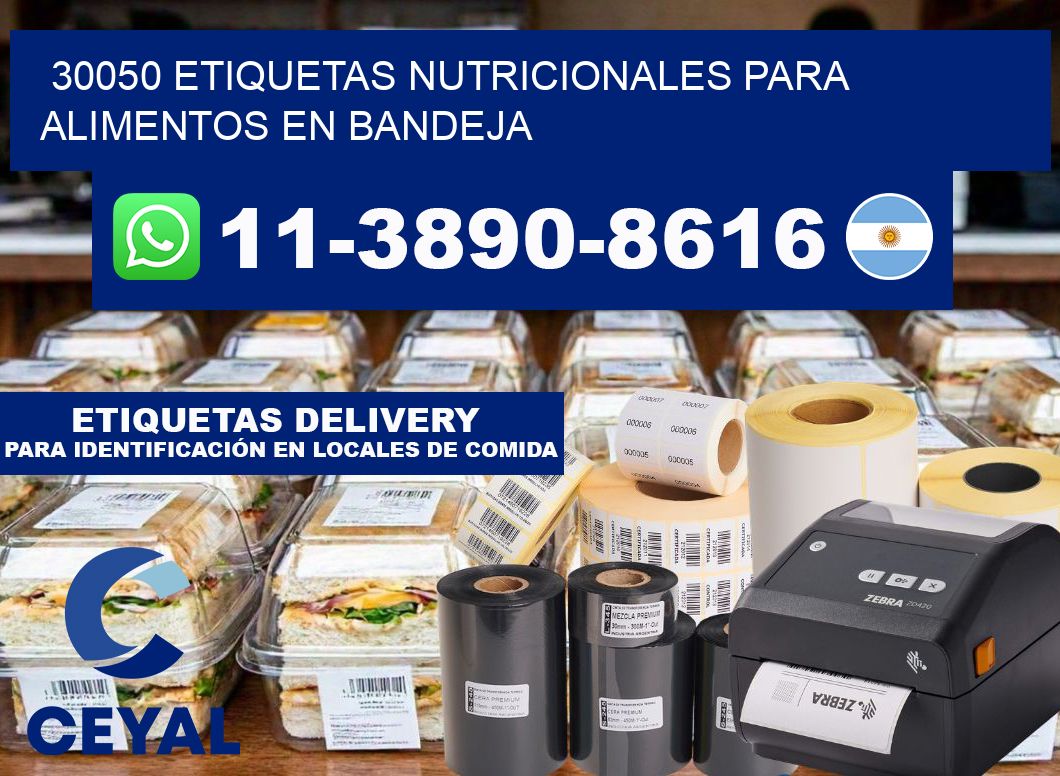 30050 etiquetas nutricionales para alimentos en bandeja
