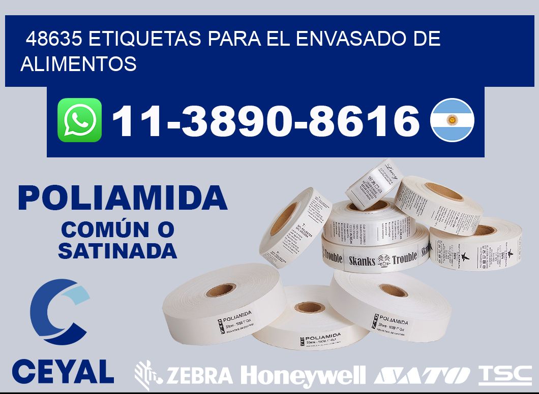 48635 etiquetas para el envasado de alimentos