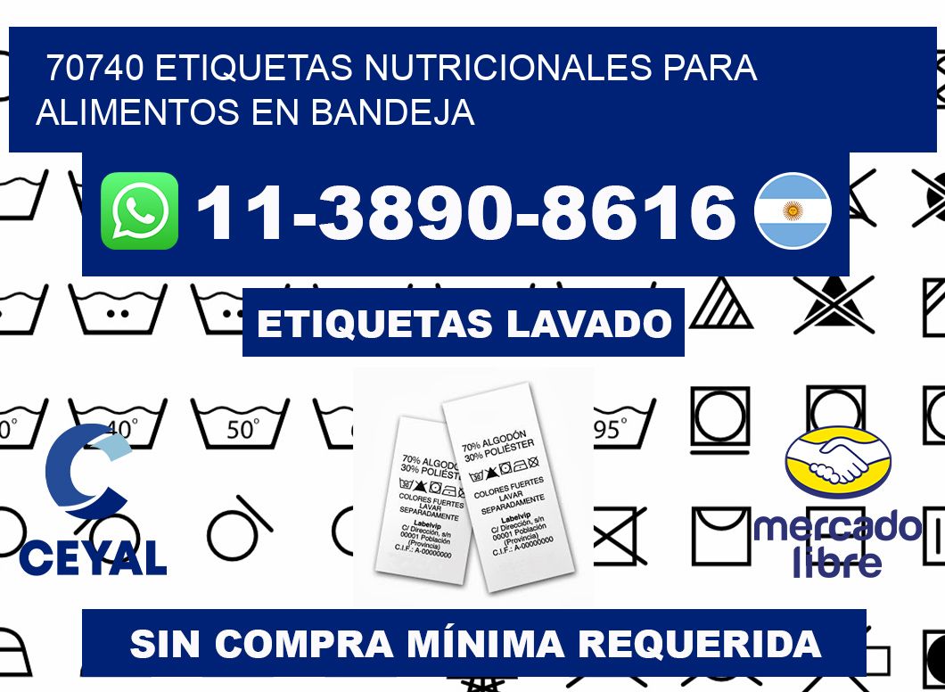 70740 etiquetas nutricionales para alimentos en bandeja