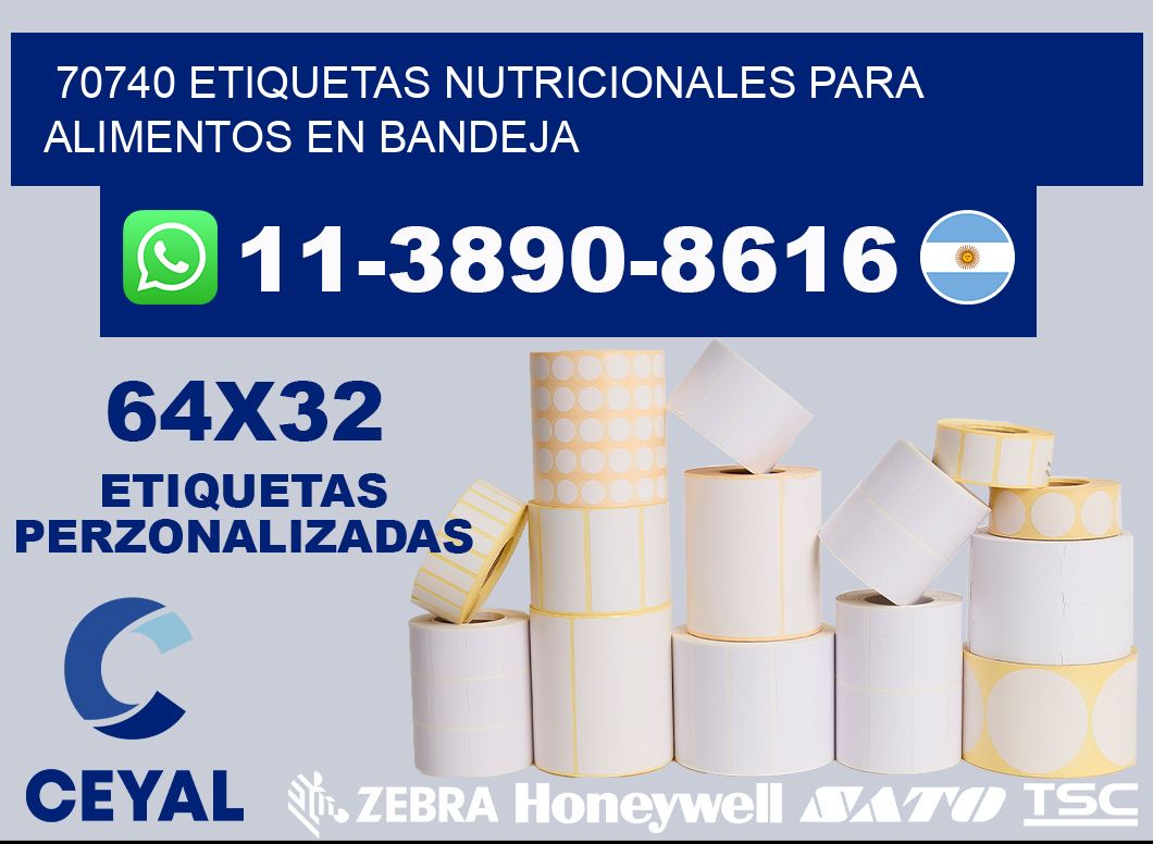 70740 etiquetas nutricionales para alimentos en bandeja
