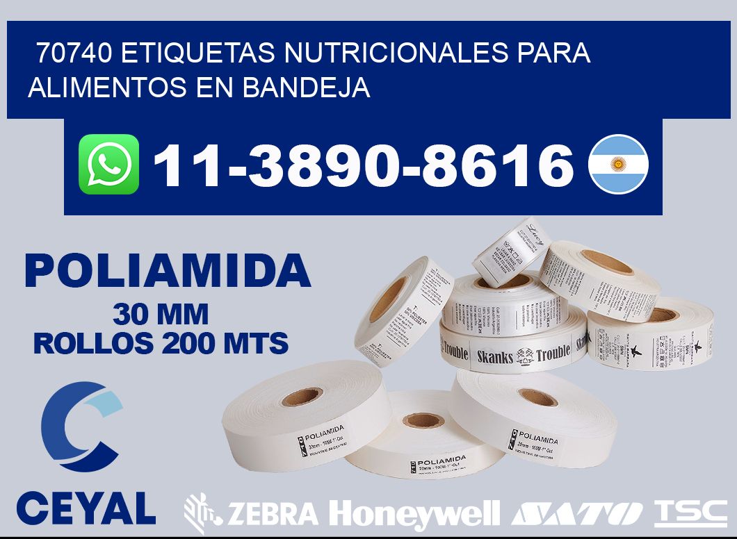 70740 etiquetas nutricionales para alimentos en bandeja