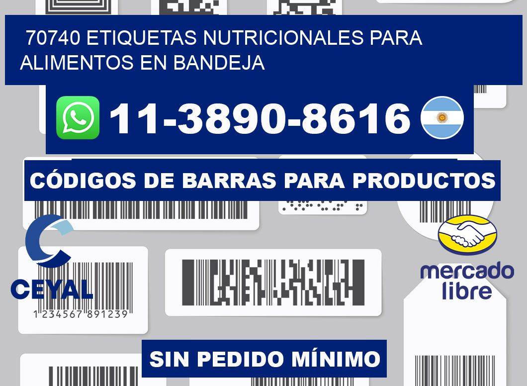 70740 etiquetas nutricionales para alimentos en bandeja