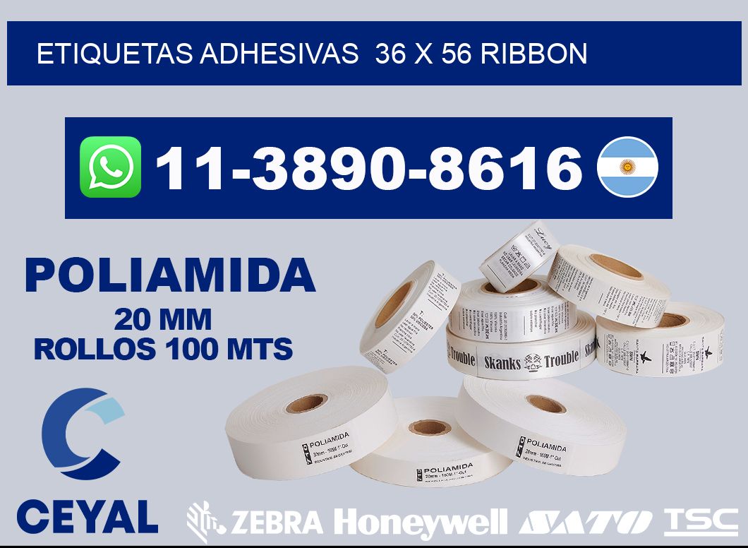 Etiquetas adhesivas 36 x 56 ribbon