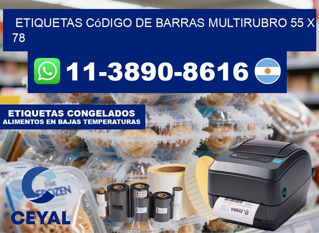 Etiquetas código de barras multirubro 55 x 78