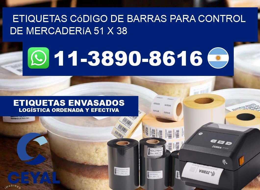 Etiquetas código de barras para control de mercadería 51 x 38