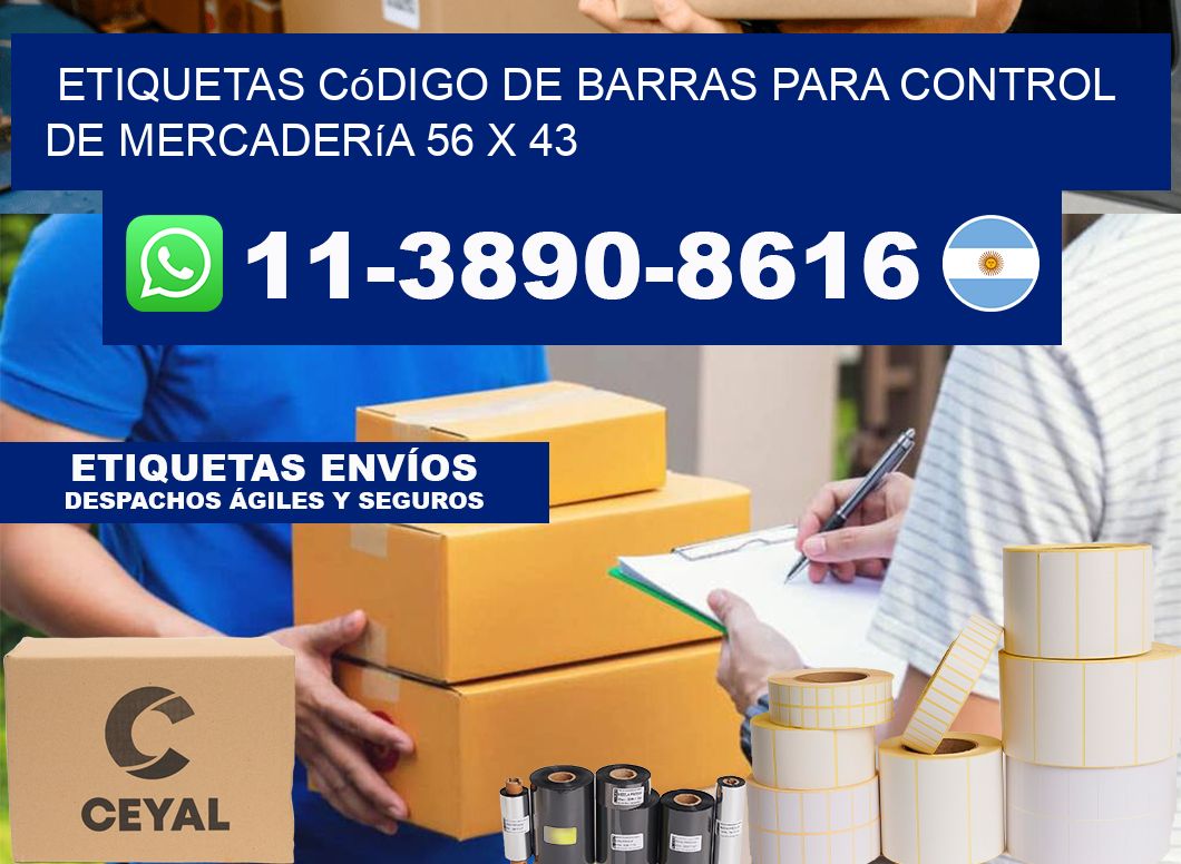 Etiquetas código de barras para control de mercadería 56 x 43