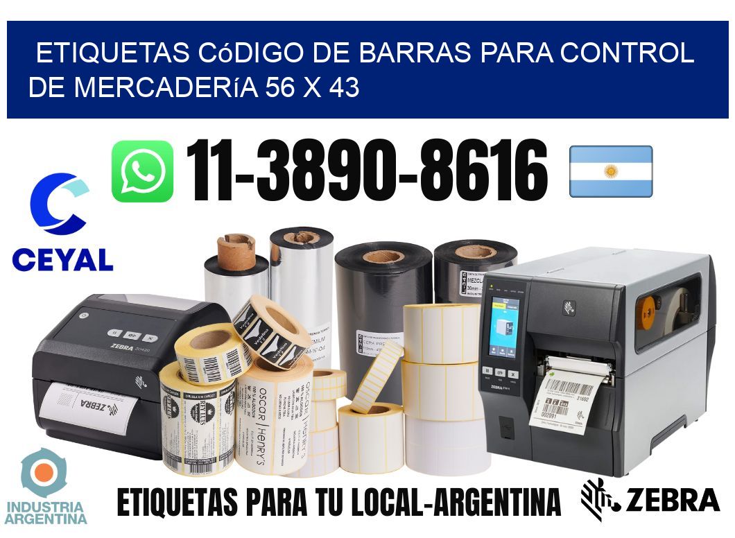 Etiquetas código de barras para control de mercadería 56 x 43