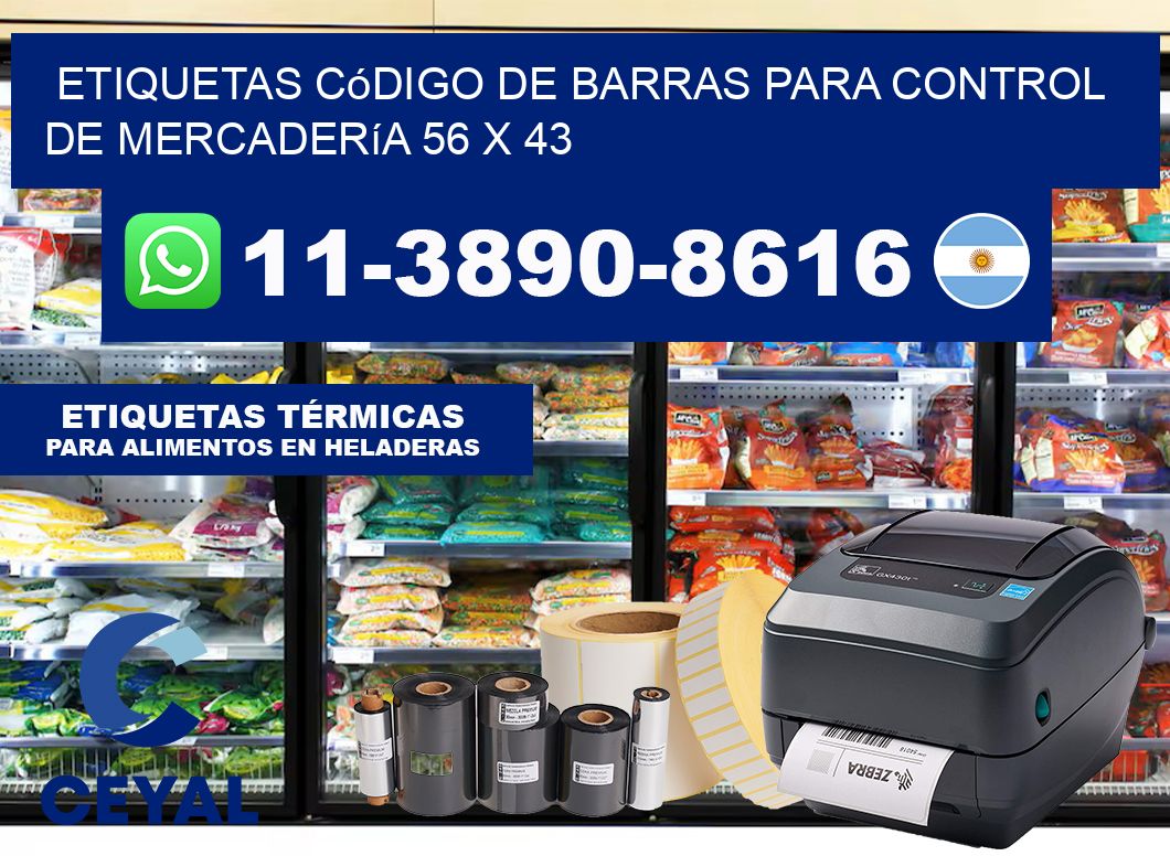 Etiquetas código de barras para control de mercadería 56 x 43