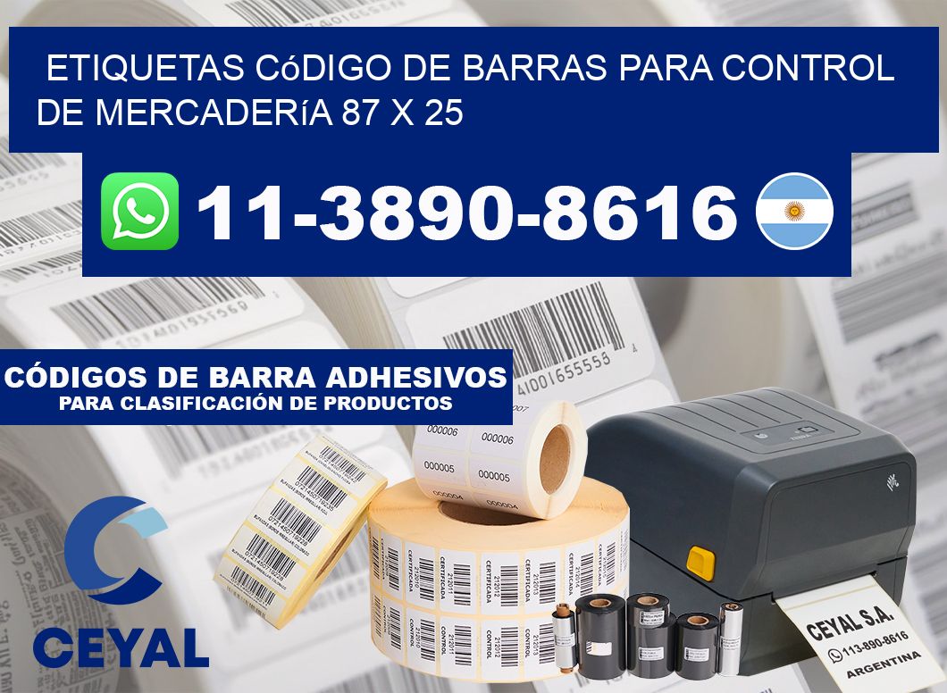 Etiquetas código de barras para control de mercadería 87 x 25