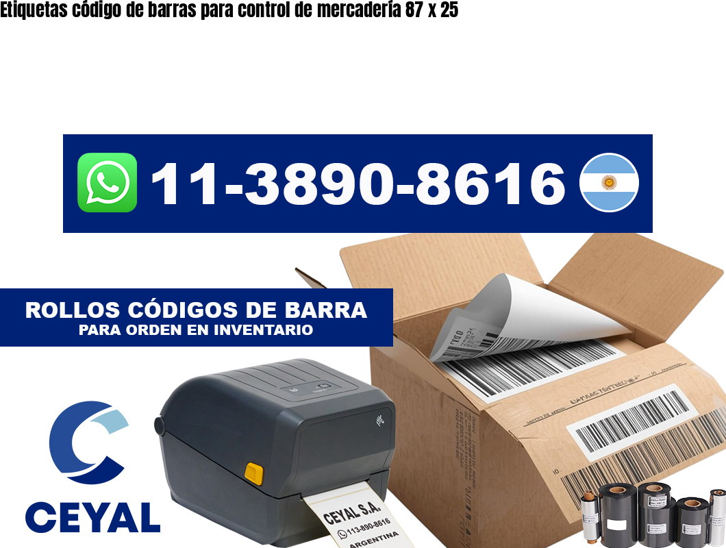 Etiquetas código de barras para control de mercadería 87 x 25