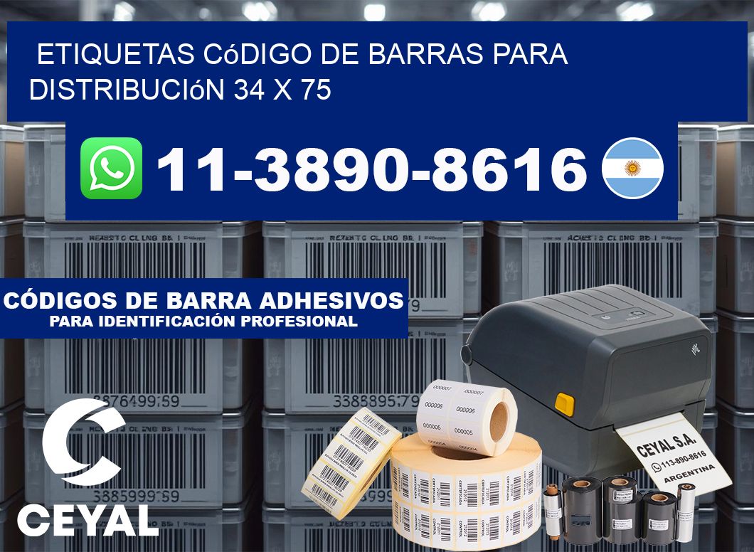 Etiquetas código de barras para distribución 34 x 75