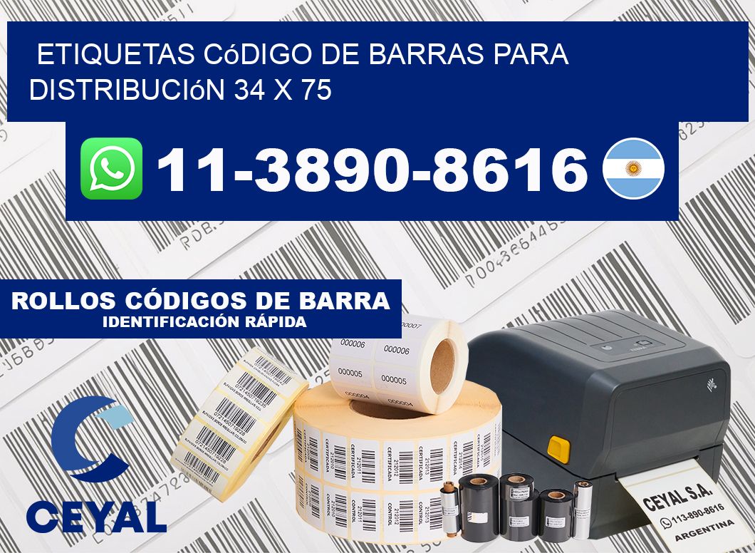 Etiquetas código de barras para distribución 34 x 75
