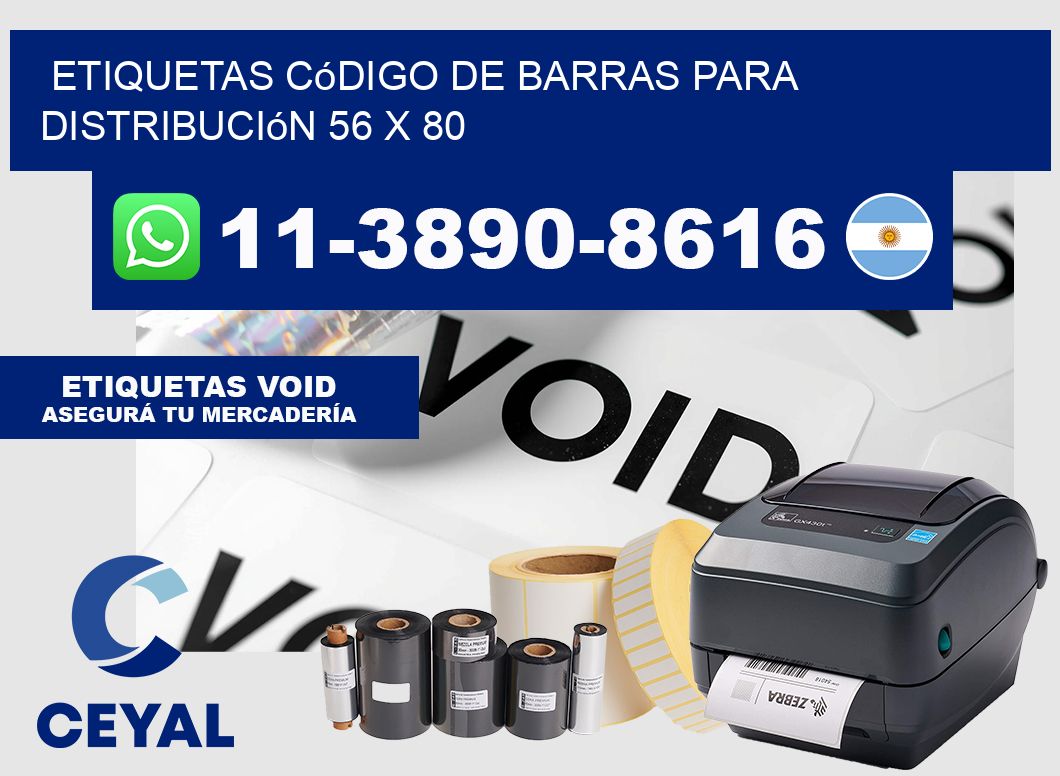 Etiquetas código de barras para distribución 56 x 80