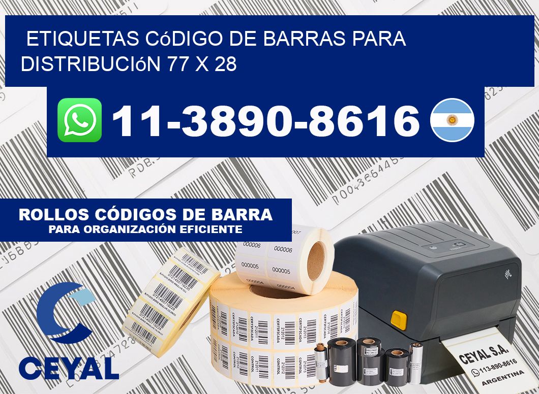 Etiquetas código de barras para distribución 77 x 28