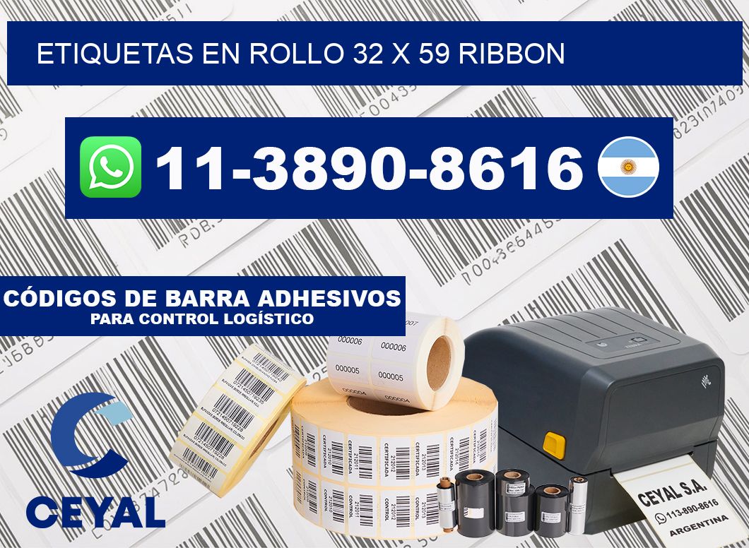Etiquetas en rollo 32 x 59 ribbon