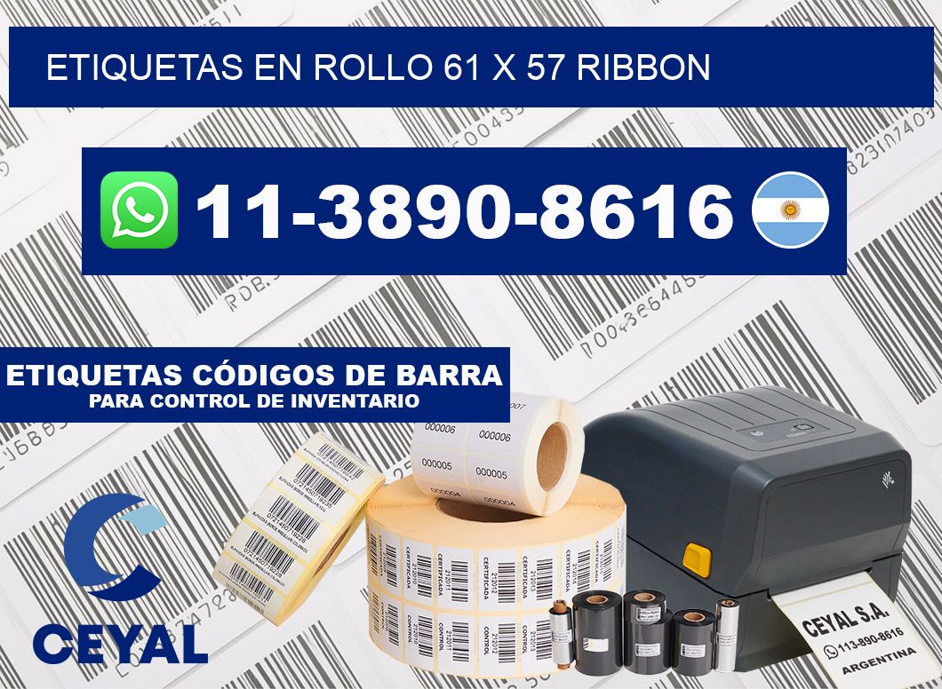 Etiquetas en rollo 61 x 57 ribbon