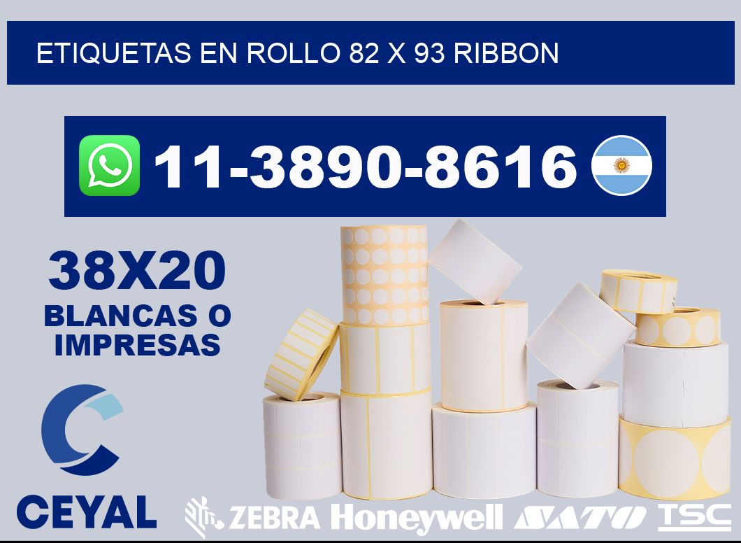 Etiquetas en rollo 82 x 93 ribbon