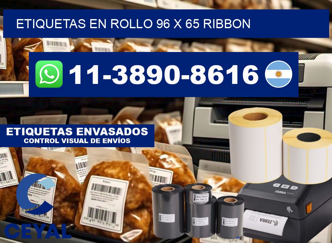 Etiquetas en rollo 96 x 65 ribbon