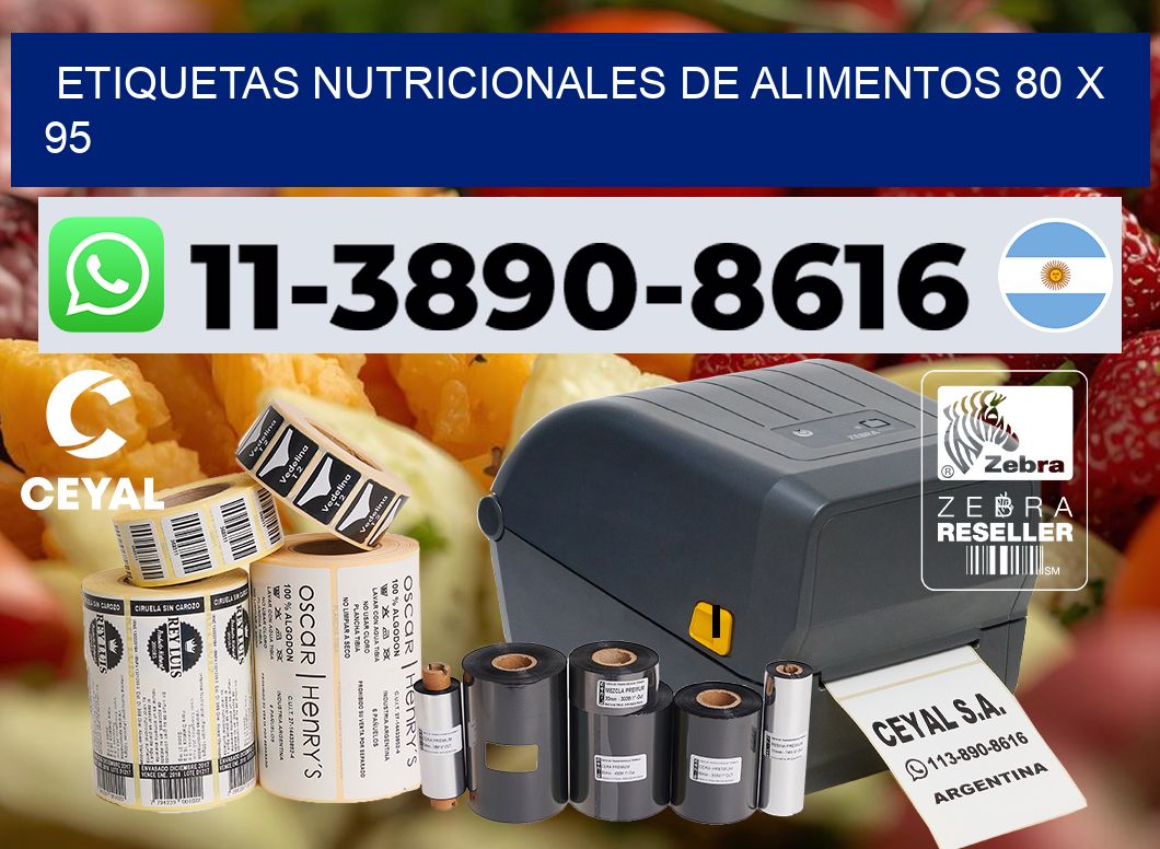 Etiquetas nutricionales de alimentos 80 x 95