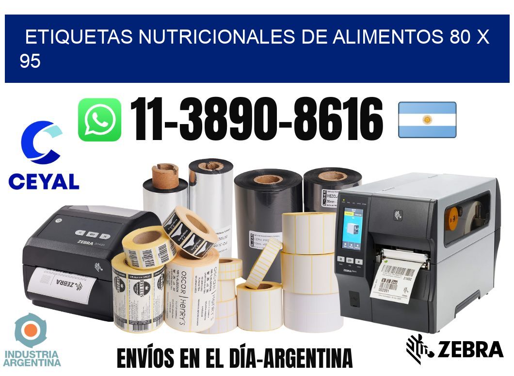 Etiquetas nutricionales de alimentos 80 x 95