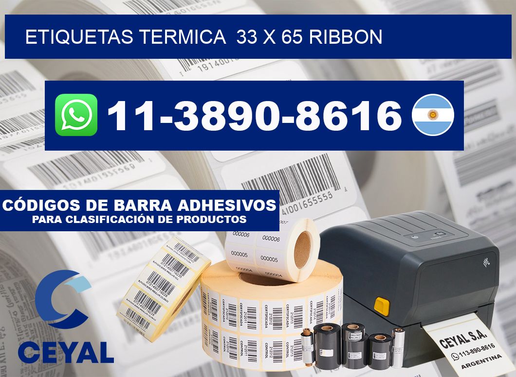 Etiquetas termica  33 x 65 ribbon