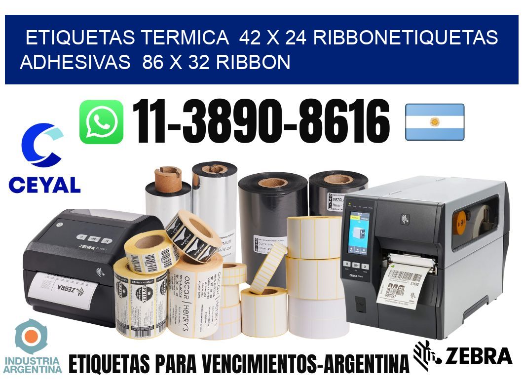 Etiquetas termica 42 x 24 ribbonEtiquetas adhesivas 86 x 32 ribbon
