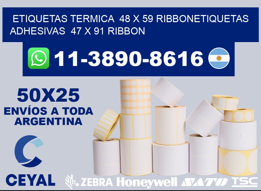 Etiquetas termica 48 x 59 ribbonEtiquetas adhesivas 47 x 91 ribbon