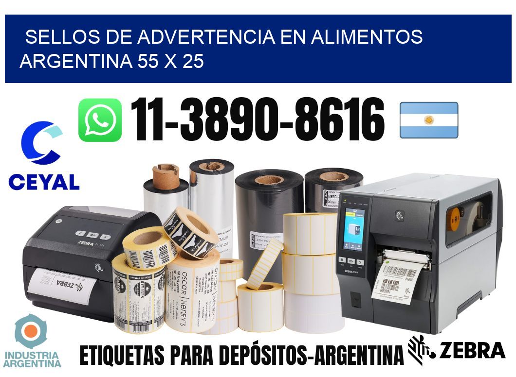 Sellos de advertencia en Alimentos argentina 55 x 25