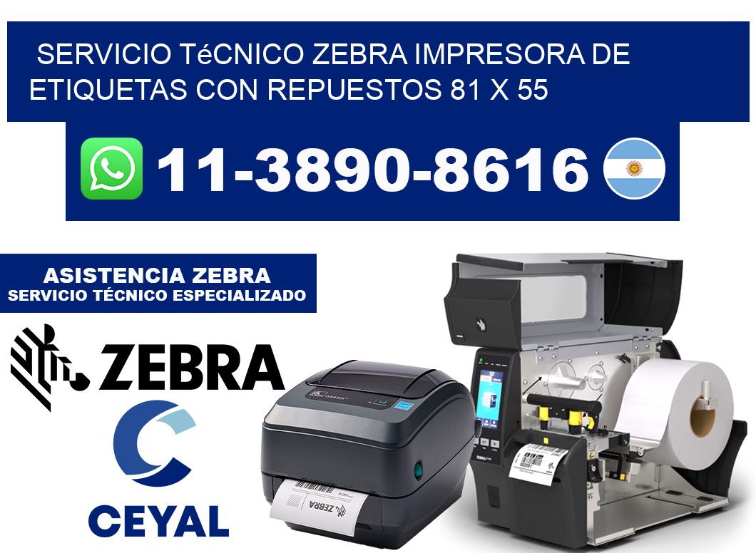 Servicio Técnico Zebra Impresora de Etiquetas con Repuestos 81 x 55
