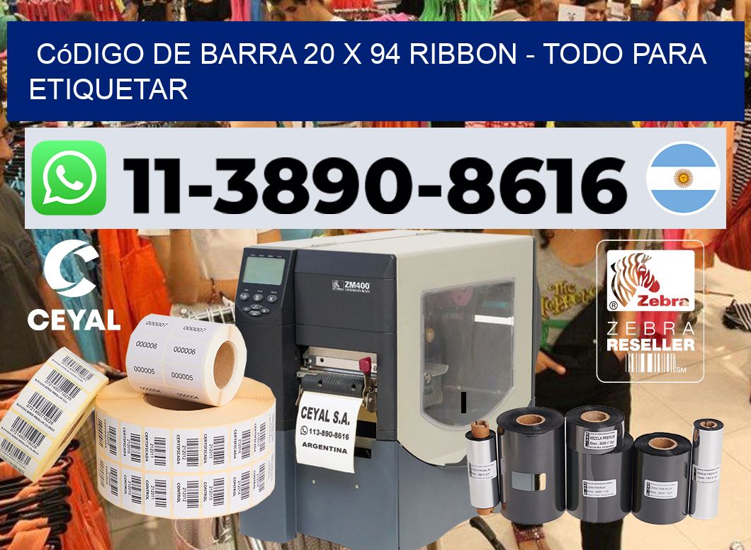 código de barra 20 x 94 ribbon - Todo para Etiquetar