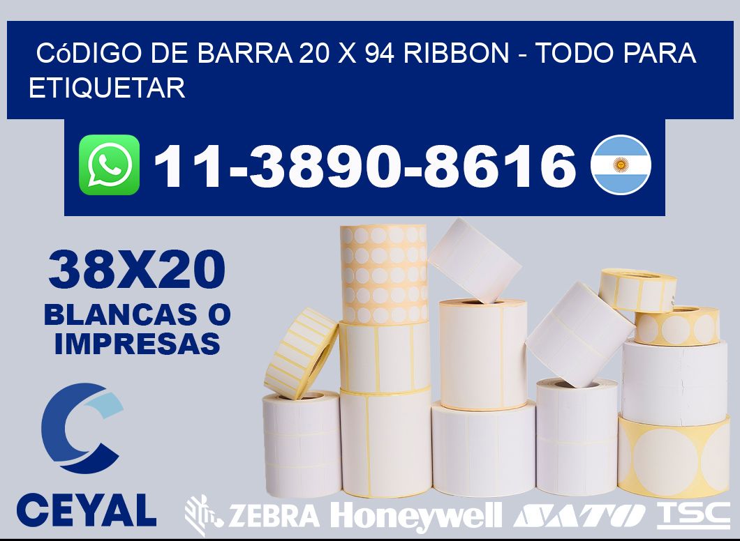 código de barra 20 x 94 ribbon - Todo para Etiquetar