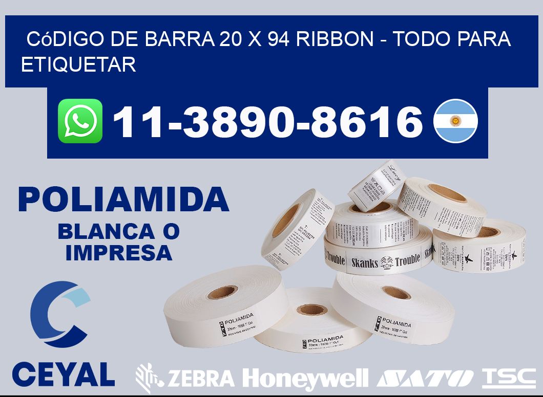 código de barra 20 x 94 ribbon - Todo para Etiquetar