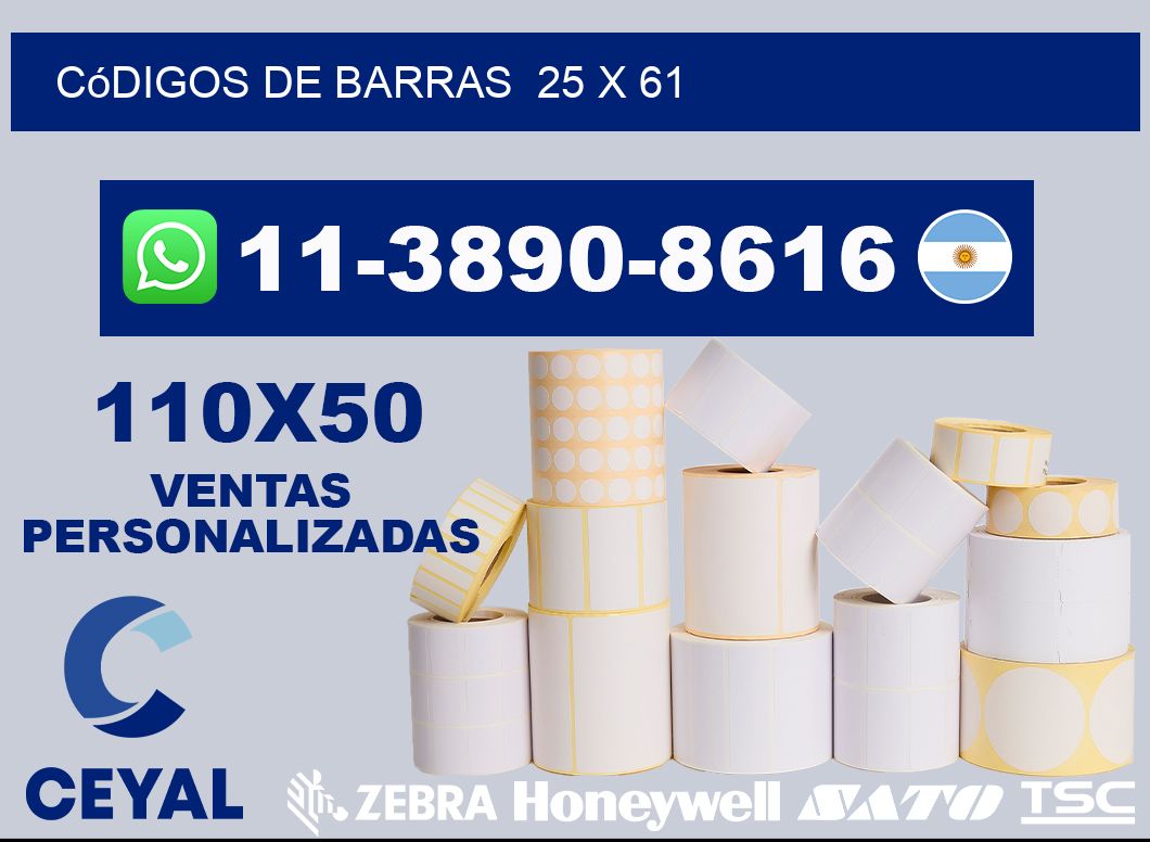 códigos de barras 25 x 61