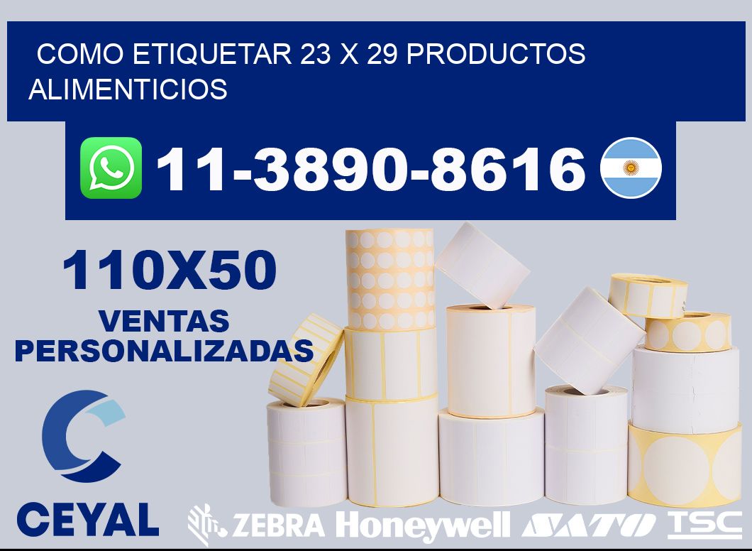 como etiquetar 23 x 29 productos alimenticios