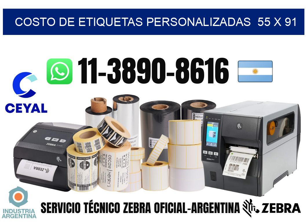 costo de etiquetas personalizadas  55 x 91