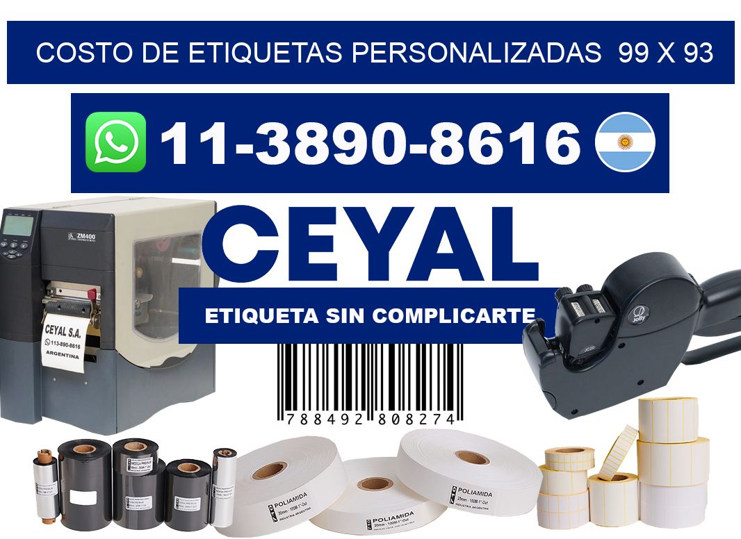 costo de etiquetas personalizadas  99 x 93