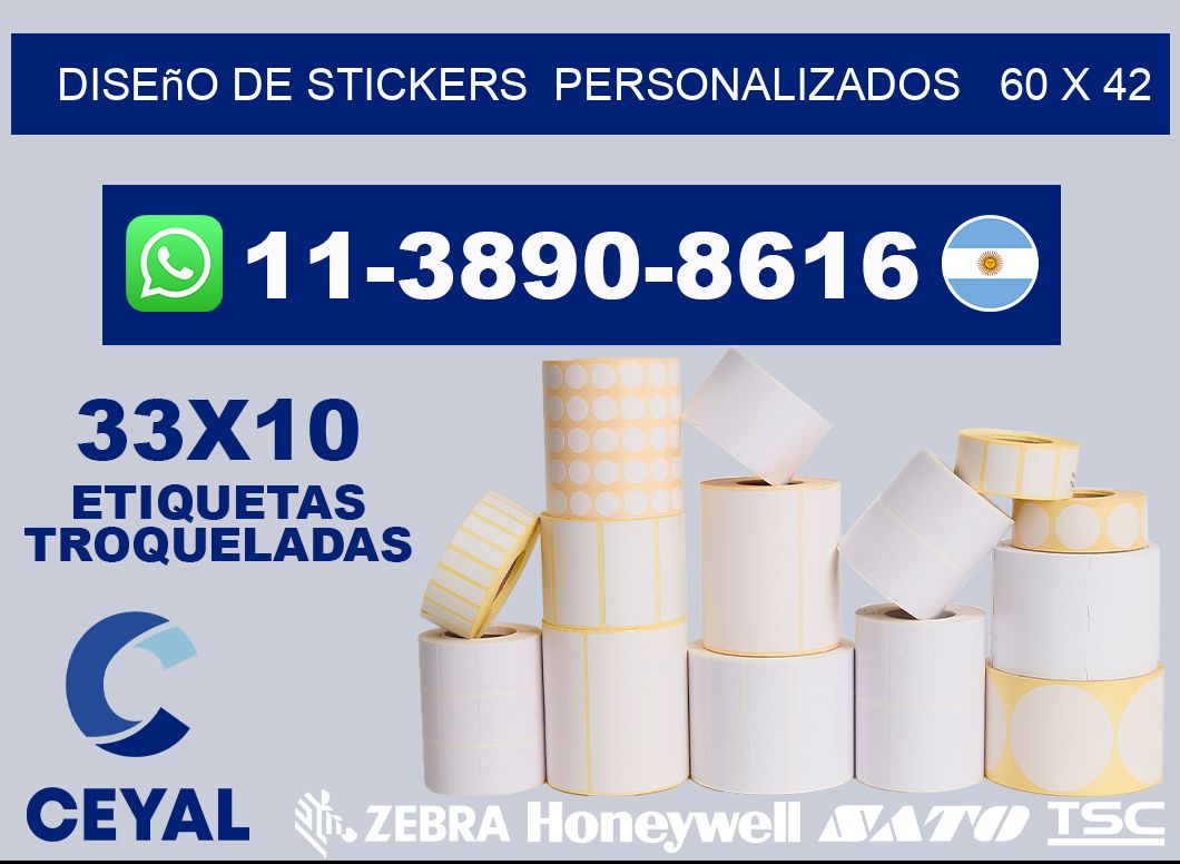 diseño de stickers personalizados 60 x 42