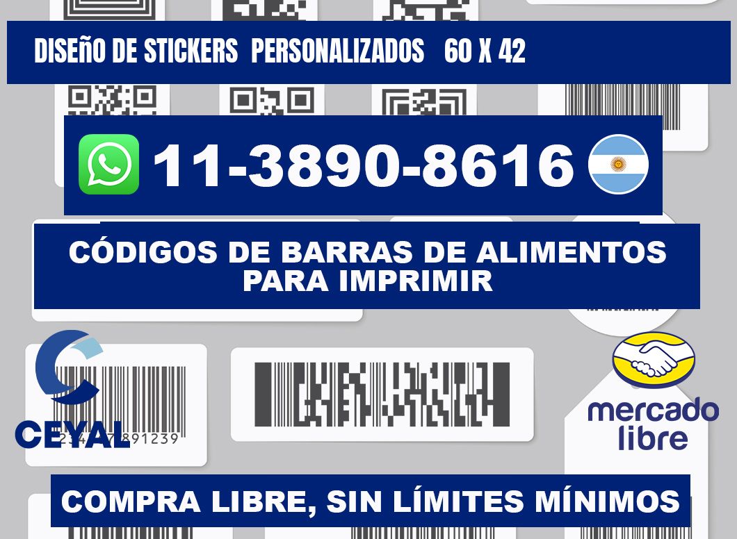 diseño de stickers personalizados 60 x 42