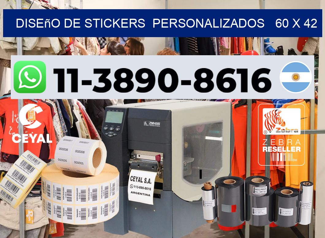 diseño de stickers personalizados 60 x 42