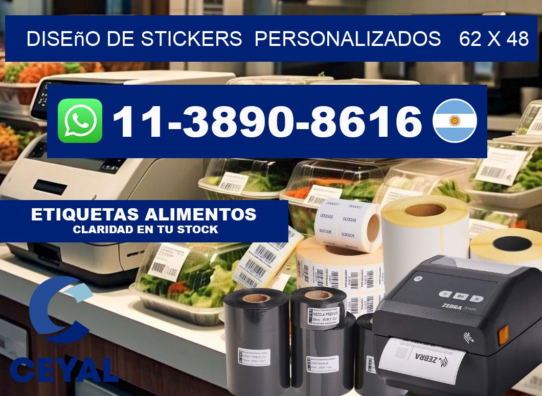 diseño de stickers  personalizados   62 x 48