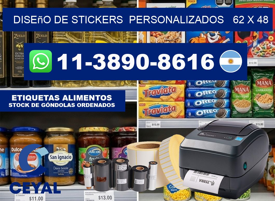 diseño de stickers  personalizados   62 x 48