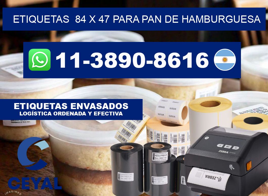 etiquetas  84 x 47 para Pan de hamburguesa