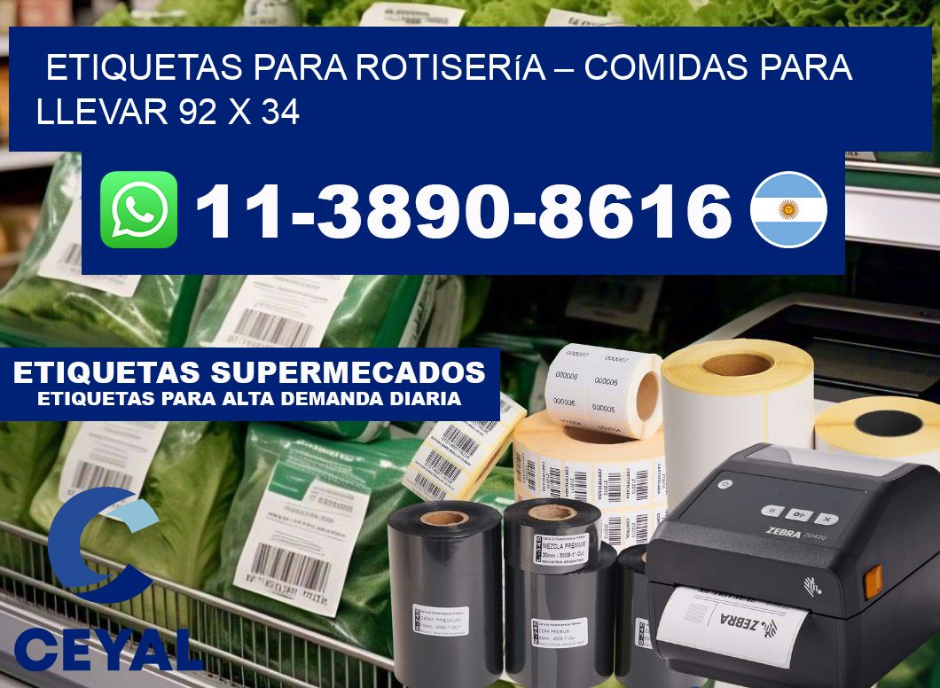 etiquetas para Rotisería – comidas para llevar 92 x 34